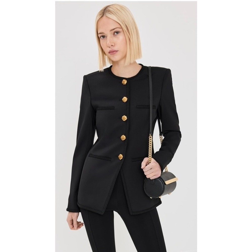 Veronica Beard NWT Alessia Black Gold Button Longline Jacket Size 4
